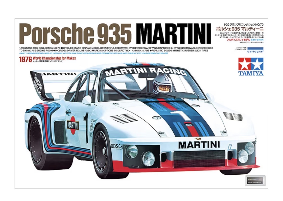 Porsche 935 Martini Tamiya 1/24 Maqueta de coche clásico de competición Maqueta Porsche 935 Martini Tamiya 1/24 completamente montada